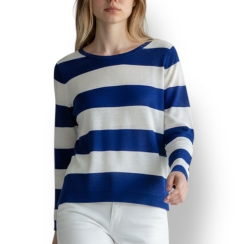 4/$20 Forever 21 Blue White Stripe Knit Sweater Medium